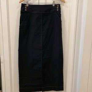 Anthropologie Black Collette? Midi Skirt—BEAUTIFUL FABRIC & Style—New W/O Tags-8